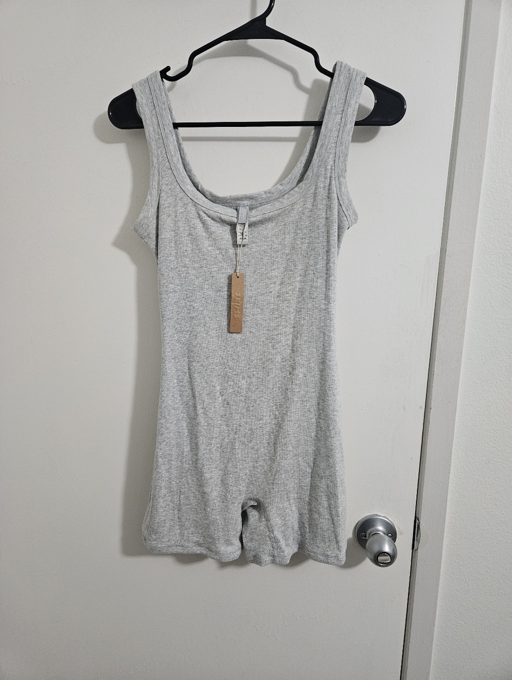 NWT New SKIMS Cotton Rib Onesie Light heather grey sz Medium M
